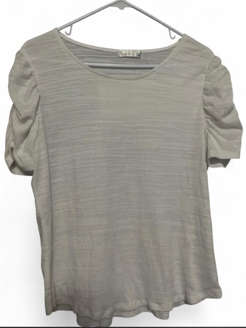 89th & Madison Light Gray Puff Sleeve Top